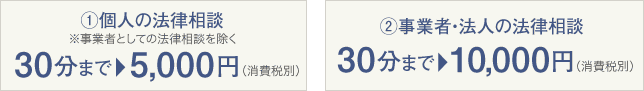 個人30分5000円 法人30分10000円